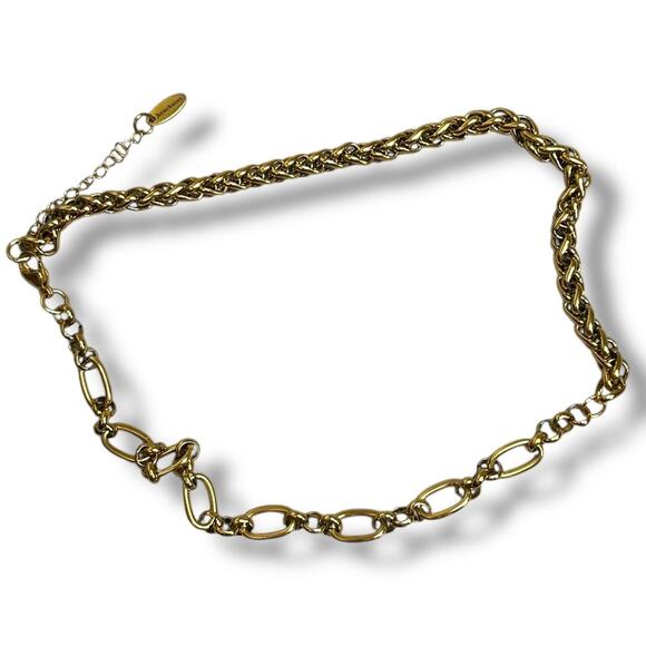 Keachains Handmade 18k Gold Plated Stainless Steel Wheat Cable Chocker Necklace - Picture 5 of 5